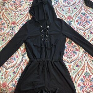 Black long sleeve  top with hood